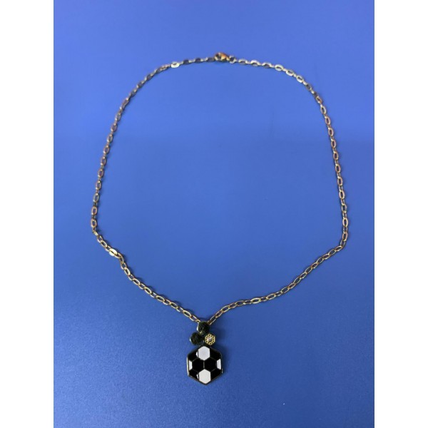 HelloQueen Neck chains, Gold Stainless Steel Sports Soccer Ball Charm Necklace Jewelry 24" Link