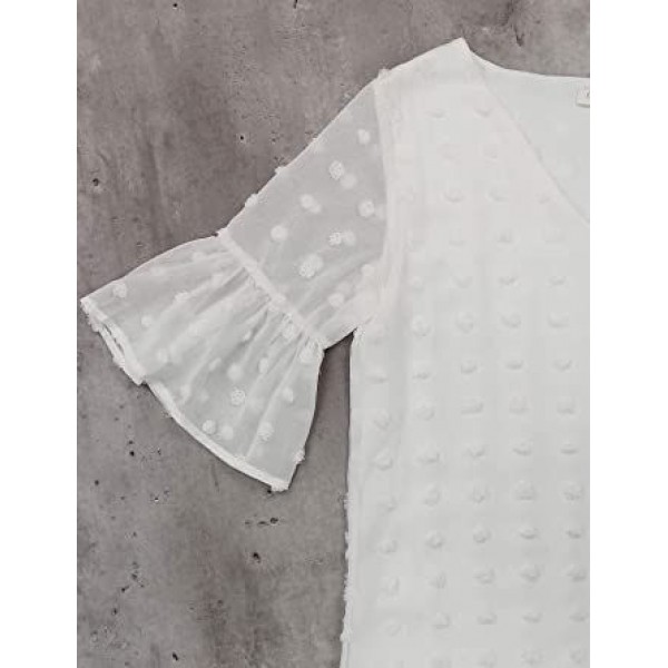 Womens White Dresses Short Sleeve V Neck