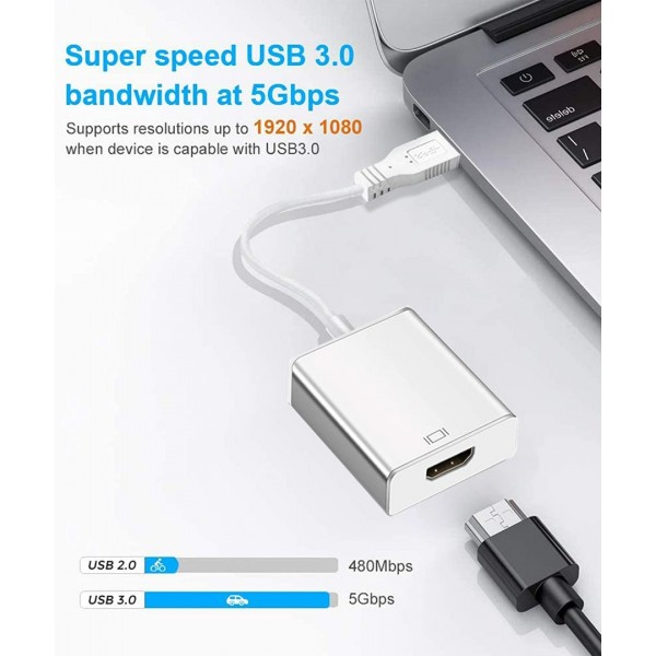 USB to HDMI Adapter, Upgraded 2021 USB 3.0/2.0 to HDMI