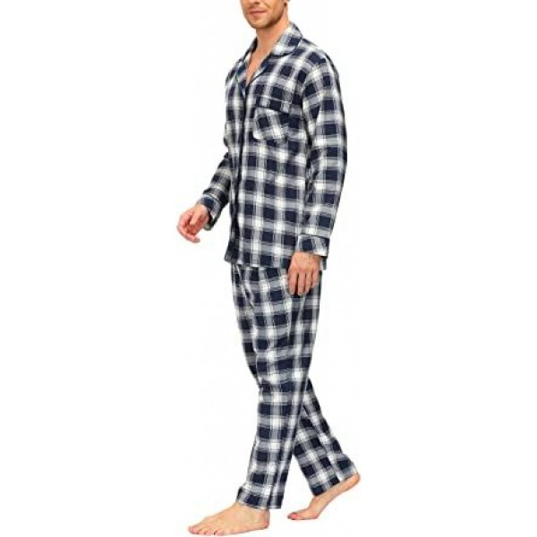 Mens Pajama Set Plaid Long Pajama Pants