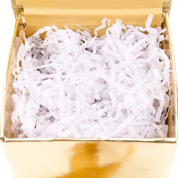  4" Small Gift Box with Paper Fill (Gold Glitter)