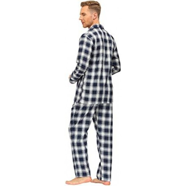 Mens Pajama Set Plaid Long Pajama Pants