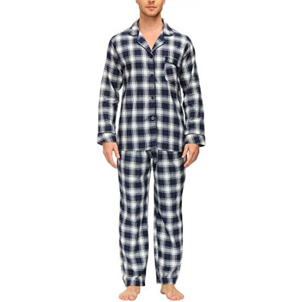 Mens Pajama Set Plaid Long Pajama Pants